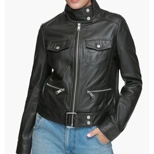 Andrew Marc Lambskin Leather Moto Jacket NWT